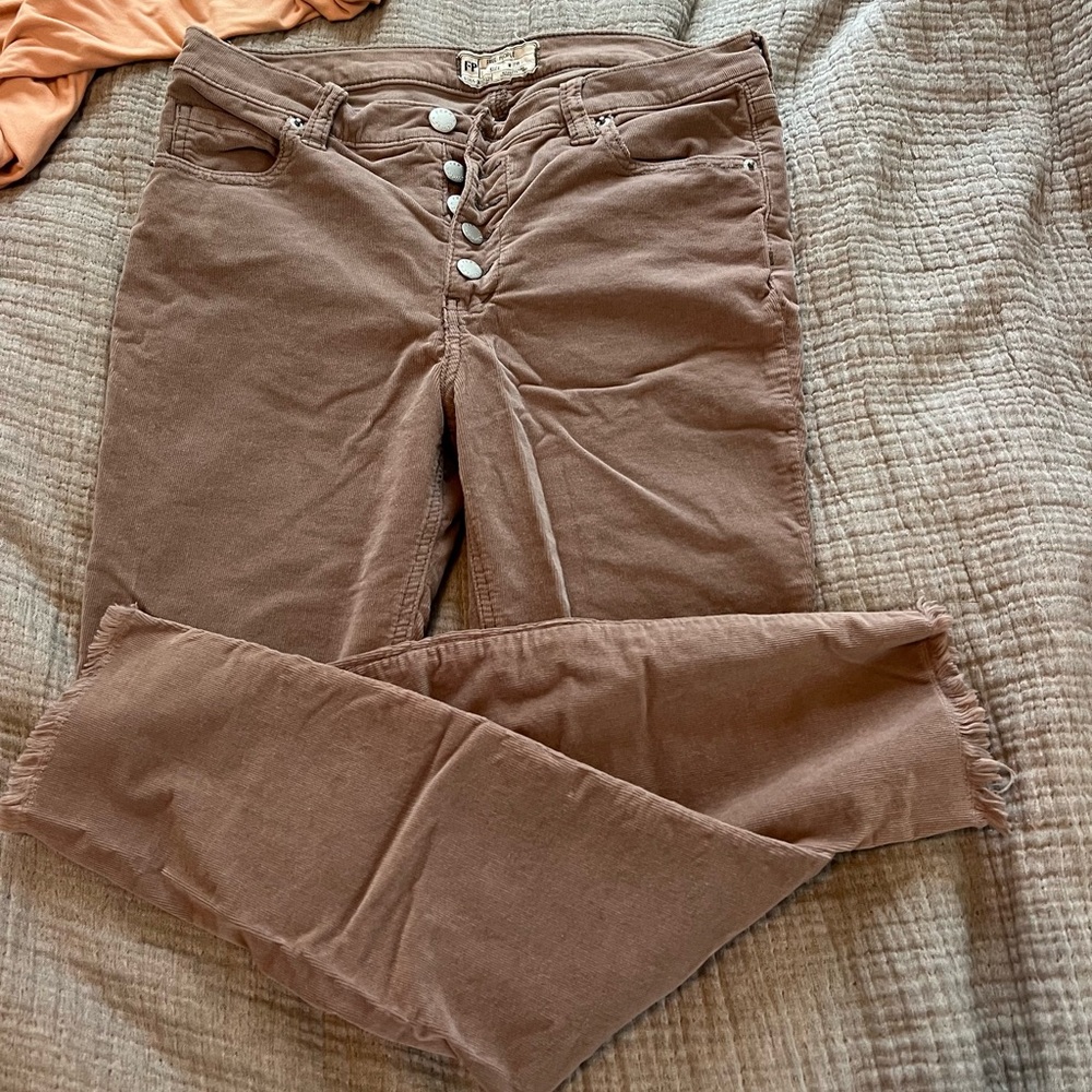 Free People Brown Skinny corduroy Button-Fly Pants